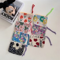 日本の対照的な色のロープ口紅バッグ女性の化粧品バッグポータブル小銭入れ洗浄収納袋