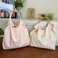 花キャンバスバッグ 2024 新しい韓国女子学生大容量ショルダーバッグハンドヘルドトートバッグショッピングバッグ