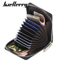 メンズアコーディオンカードホルダー PU ID バッグファッショナブルなジッパーマルチカードスロットハイエンド小銭入れ卸売