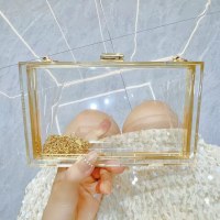 アクリル透明バッグ小さな正方形ボックスバッグシングルショルダー斜めチェーンバッグイブニングバッグレディースバッグゼリーバッグ