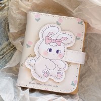 かわいいバニー財布レディースショートクリップイン三つ折りショートカードホルダー学生小銭入れマネー財布高価値