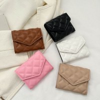 マルチ折り財布 小銭入れ カジュアル トレンド ひし形 刺繍糸 シンプル 個性 かわいい 大容量 財布 レディース