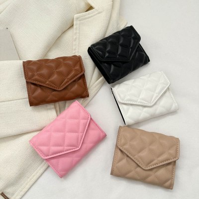 マルチ折り財布 小銭入れ カジュアル トレンド ひし形 刺繍糸 シンプル 個性 かわいい 大容量 財布 レディース