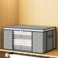 透明窓付きポータブル強化キルト収納袋、大容量、三層不織布収納袋、ワードローブ収納袋