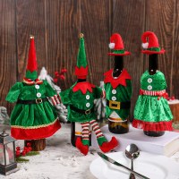 クリスマスエルフコスチュームワインボトルセット装飾装飾品クリスマスかわいい赤ワインセットテーブル雰囲気装飾小道具
