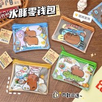 小銭入れインかわいい透明コインバッグ漫画学生ポータブル収納袋カピバラ口紅バッグ