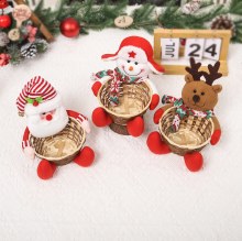 クリスマス用品漫画かわいい老人雪だるまキャンディバスケットヘラジカギフト竹バスケット休日のダイニングテーブルコーヒーテーブルの装飾