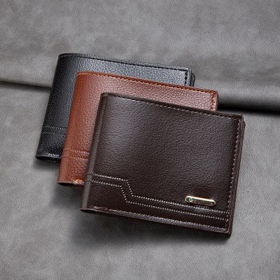 メンズ財布、ファッショナブルでカジュアル、ペブルドソフトレザーウォレット、マルチカードスロット、大容量、ショートスモールウォレット