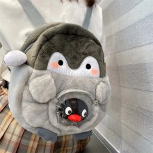 ペンギン漫画バックパック女性かわいい jk 女の子バックパック人形バッグ痛みバッグ人形ぬいぐるみミニ小さなスクールバッグ