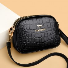 レディースバッグファッション多層クロコダイルパターン大容量携帯電話バッグ女性のクロスボディバッグソフトレザー小さなバッグ