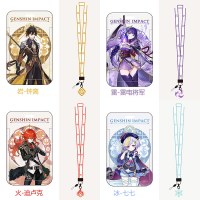 新しい原神ゲーム周辺機器カードホルダー学生証カードホルダープッシュプルロープ吊り首 Qiqi Zhongli ライデン