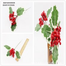 赤と緑の果実模擬植物の枝窓クリスマスツリー装飾手作り diy 材料アクセサリー