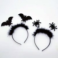ハロウィン ヘッドバンド、コウモリ スパイダー ヘッドバンド パーティー デコレーション、ハロウィン 面白いヘアピン、羽飾り、クロスボーダー ヘアアクセサリー