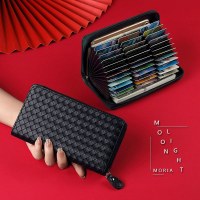 ロングカードホルダージッパーユースクラッチバッグ大容量マルチカードスロット高価値名刺収納財布