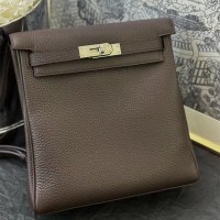 2024 新エボニーカラー 22 ケリー ado バックパック女性のスクールバッグ多用途カジュアルバッグ TC 牛革