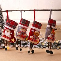 クリスマス中チェック柄靴下クリスマスツリーの装飾品子供祭りキャンディーバッグ家の装飾用品卸売