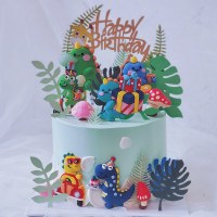 森の柔らかい接着剤の恐竜焼き誕生日ケーキデコレーションプラグイン子供と赤ちゃんのためのかわいい小さな恐竜のオーナメント