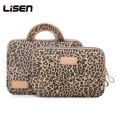 LISEN ファッションレトロヒョウ柄ポータブルラップトップバッグ 13 インチ 15 インチタブレットバッグ女性のための