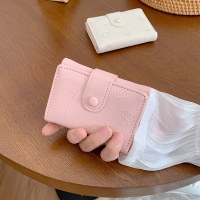 新しいかわいい PU 財布女性のためのインショート漫画プリント無地小さな新鮮なカードホルダー多機能三つ折り財布