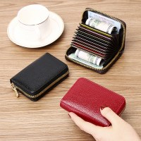 男性と女性のための卸売消磁カード ホルダー、ジッパー付き、マルチカード スロット、銀行 ID カード ホルダー、大容量運転免許証、コンパクト カード ホルダー