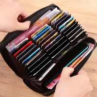 男性と女性のための韓国風ロングカードホルダー、大容量銀行カードホルダー、長財布、シンプルなカードIDホルダークラッチ