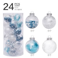 クリスマス装飾 6 センチメートル/24 クールブルー塗装メッシュ PET 透明セットクリスマスツリーペンダント