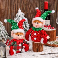 かわいいクリスマスエルフ座っている人形窓飾りルドルフスパンコール帽子人形装飾装飾品卸売