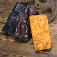 本革 メンズ財布 ベジタブルタンニン鞣し ウォッシュド ビジネスカジュアル ハンドメイド メンズバッグ 牛革 ロングクラッチバッグ