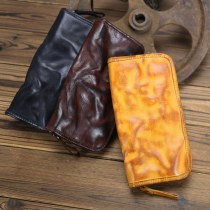 本革 メンズ 財布 ベジタブルタンニン鞣し ウォッシュド ビジネスカジュアル ハンドメイド メンズ バッグ 牛革 ロングクラッチバッグ
