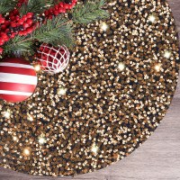 クリスマスの高級スパンコール付きツリースカート、クリエイティブな黄色のエプロン、クリスマスツリーアクセサリー、ホリデーデコレーション