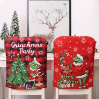 卸売クリスマスグリンチ人形椅子カバーモンスター緑ダイニングチェアカバー漫画椅子キャップ