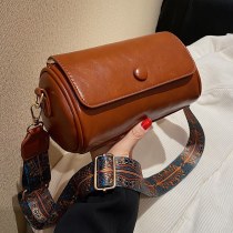 2024春と夏の新しいレトロ小さなバッグ女性バッグニッチワイルドワイド - バンドショルダーバッグメッセンジャーバッグ爆発円筒バッグ