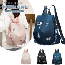 新しい花刺繍ダブルバックパック文学と国民スタイルの女性のオックスフォードバックパック大容量インターネット有名人の女性のバッグ盗難防止