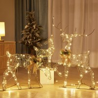 クリスマスアイアンアート鹿カート発光ヘラジカギフトボックス組み合わせクリスマスウィンドウ雰囲気装飾クリエイティブ装飾品