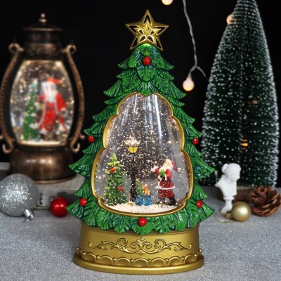クリスマス光る水で満たされたクリスマスツリー小さな風ランタンインテリアビュー高齢者のナイトライトデスクトップ装飾品装飾ギフト