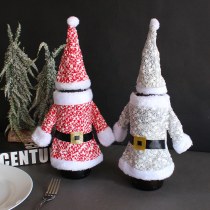 クリスマスデコレーション、新しい服、 帽子 、ワインボトルカバー、ニット立体赤ワインカバー、食卓用ワインバッグ