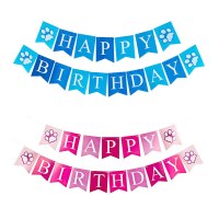 ハッピーバースデー 新しいペットの犬 誕生日パーティーフラグ 誕生日レターフラグ バナー フィッシュテールフラグ