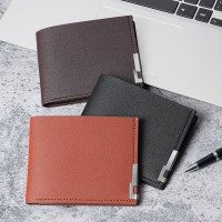 メンズショートウォレット韓国風アイアンエッジヤングメンズ横型マルチカードスロットウォレットトレンディな名刺バッグ