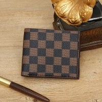 メンズショートウォレットビジネスウォレットチェッカーボードユース横型軽量高級新マルチカードスロット小さなバッグ