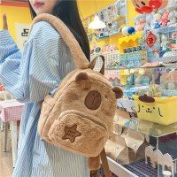 人気のカピバラぬいぐるみカピバラバックパック 2024 かわいい漫画トレンド多用途の毛皮の学生小さなバックパック