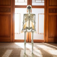 ハロウィーン165シミュレーションヒューマンスケルトンスケルトンは、立って固定された姿勢、大きなスケルトンホラーに頼ることができます