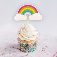 インススタイルケーキデコレーションプリントクラウドレインボーケーキインサートレインボーテーマベビー誕生日パーティーデコレーション