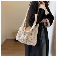 新しいレトロなニットバッグ、手作りのウールニットトートバッグ、多用途のショルダーバッグ、レディースショッピングバッグ