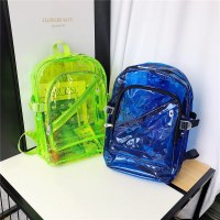 韓国スタイルの女性の春と夏のプラスチックスクールバッグキャンディーカラー透明 PVC バックパック女性のバックパックプラスチックゼリースクールバッグ