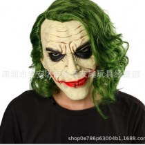 厳格な選択バットマンジャックマスクジョーカーマスクハロウィーンピエロマスクグリーン - 髪の赤い鼻ラテックスヘッドフード
