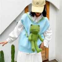 面白いカエルバックパックかわいい新しいガーリーバッグファッション漫画子供のような人形バッグ女性のカジュアルバックパック