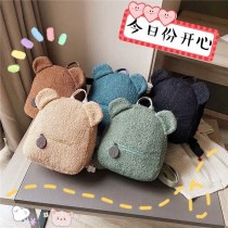 秋と冬の漫画ぬいぐるみバックパック女子学生かわいいクマのスクールバッグ新しいインラムウールの小さなバックパック