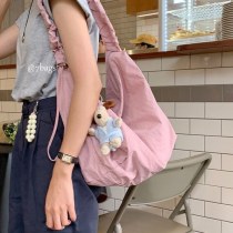 韓国のシックな無地巾着プリーツかわいい多用途ショルダーバッグジッパー レディース バッグ