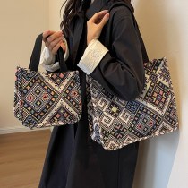 キャンバス大容量トートバッグ女性のための 2023 新しいファッションエスニックスタイルポータブル ママバッグ 学生クラスショルダーバッグ