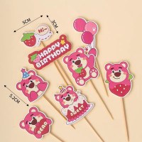 イチゴクマインスタイル子供の誕生日ケーキデコレーション漫画かわいい装飾品インターネット有名人韓国レトロカードプラグイン